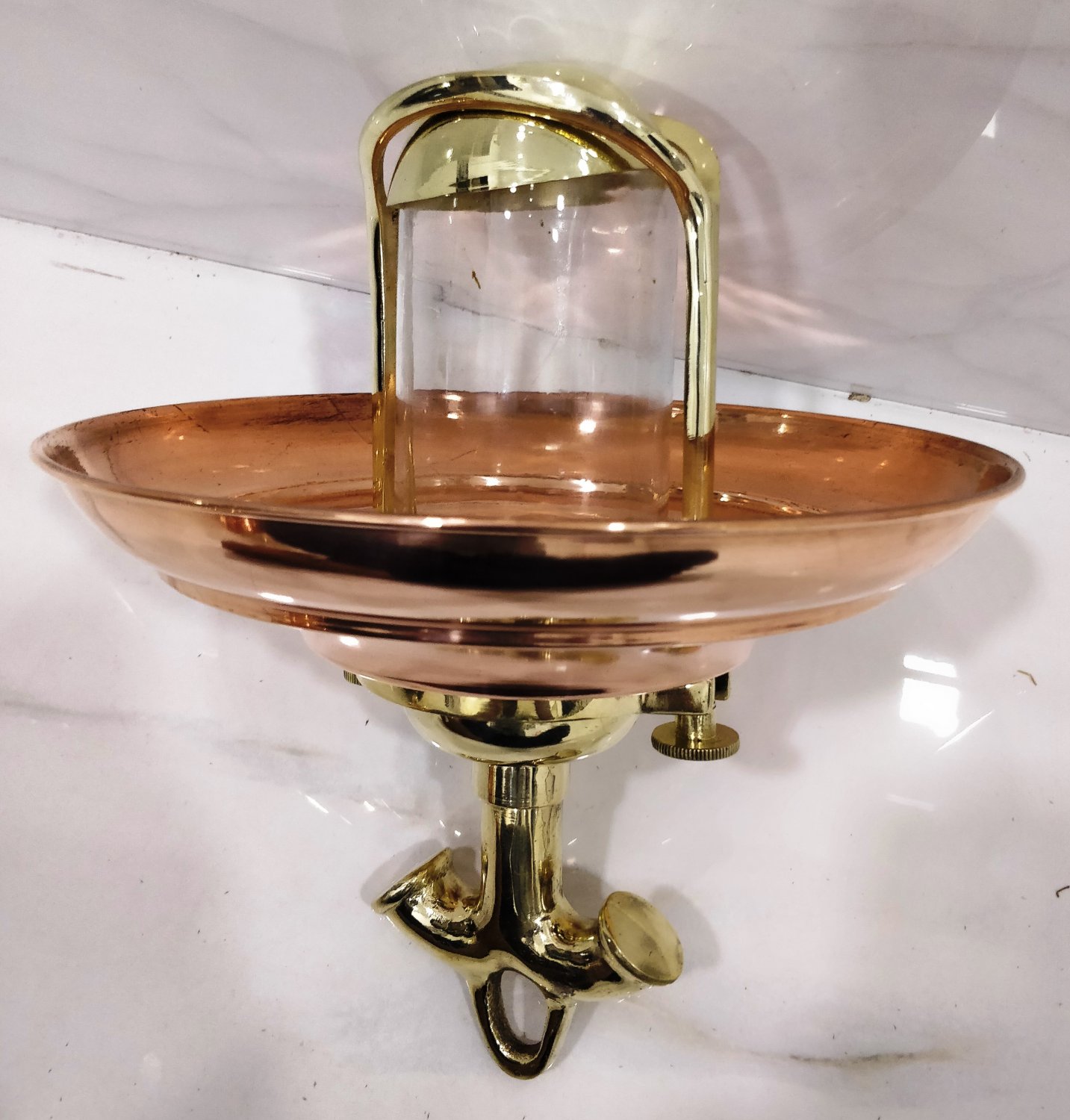 Nautical Vintage Style Hanging Cargo Bulkhead Brass & Copper Shade New light