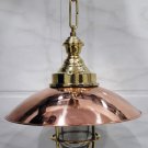 Nautical Ship Marine New Solid Brass Cage Hanging Cargo Pendant Light with Copper Shade & Chain