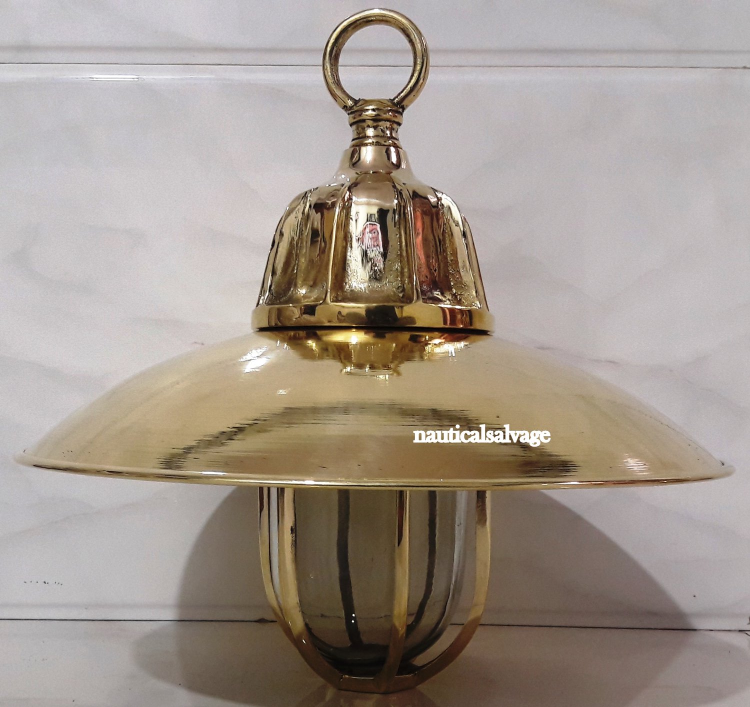Nautical Marine Solid Brass Passageway Bulkhead Pendant Ship Cargo Light with Shade