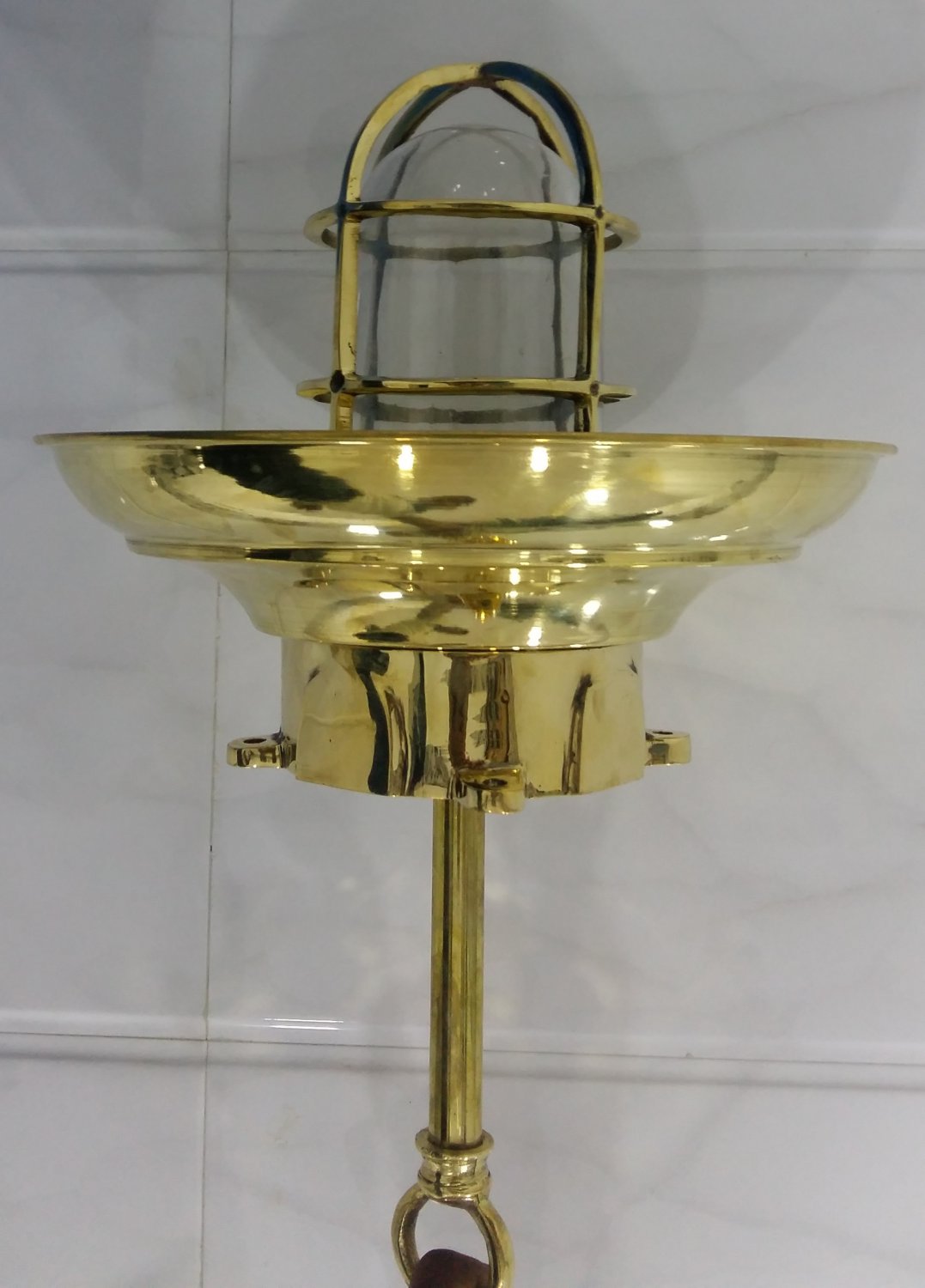 Nautical Marine Style Brass Hanging Cargo Pendant Light with Cover Shade