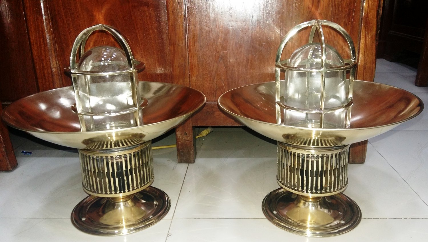 EDC Las Vegas Vintage Retro Style Nautical Post Mounted Ceiling Light With Shade 2 Pieces