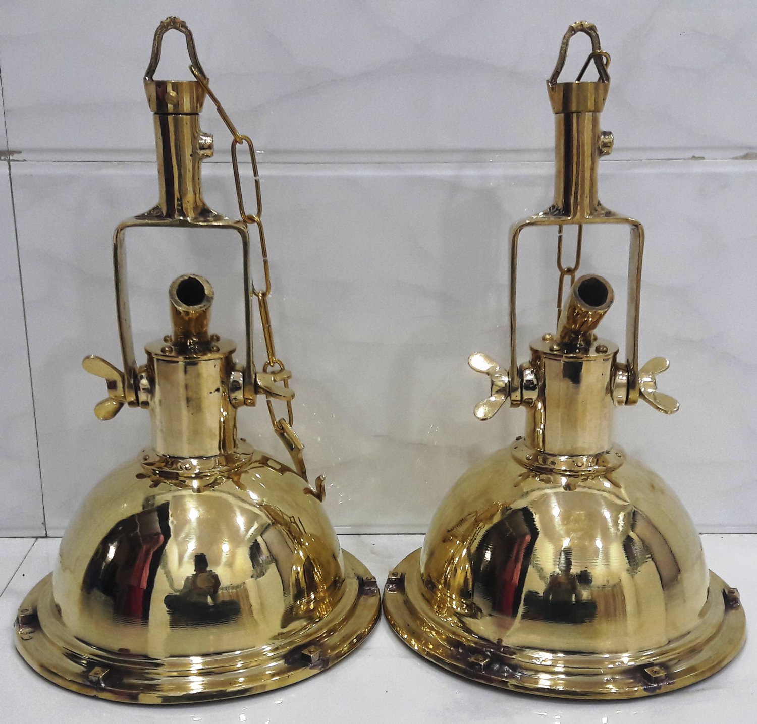 Nautical New Marine Brass Hanging Small Wiska Light with Hook 2 Pieces