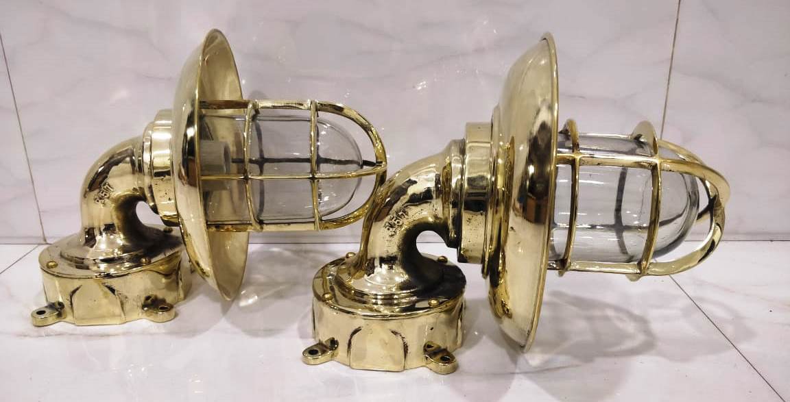 Authentic Brass Swan Neck 90 Degree Passage Wall Light Extra Shade Junction Box