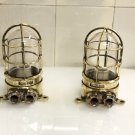 Original Maritime Antique Old Ship Brass Original Wall Mount Bulkhead Light 2 Pieces
