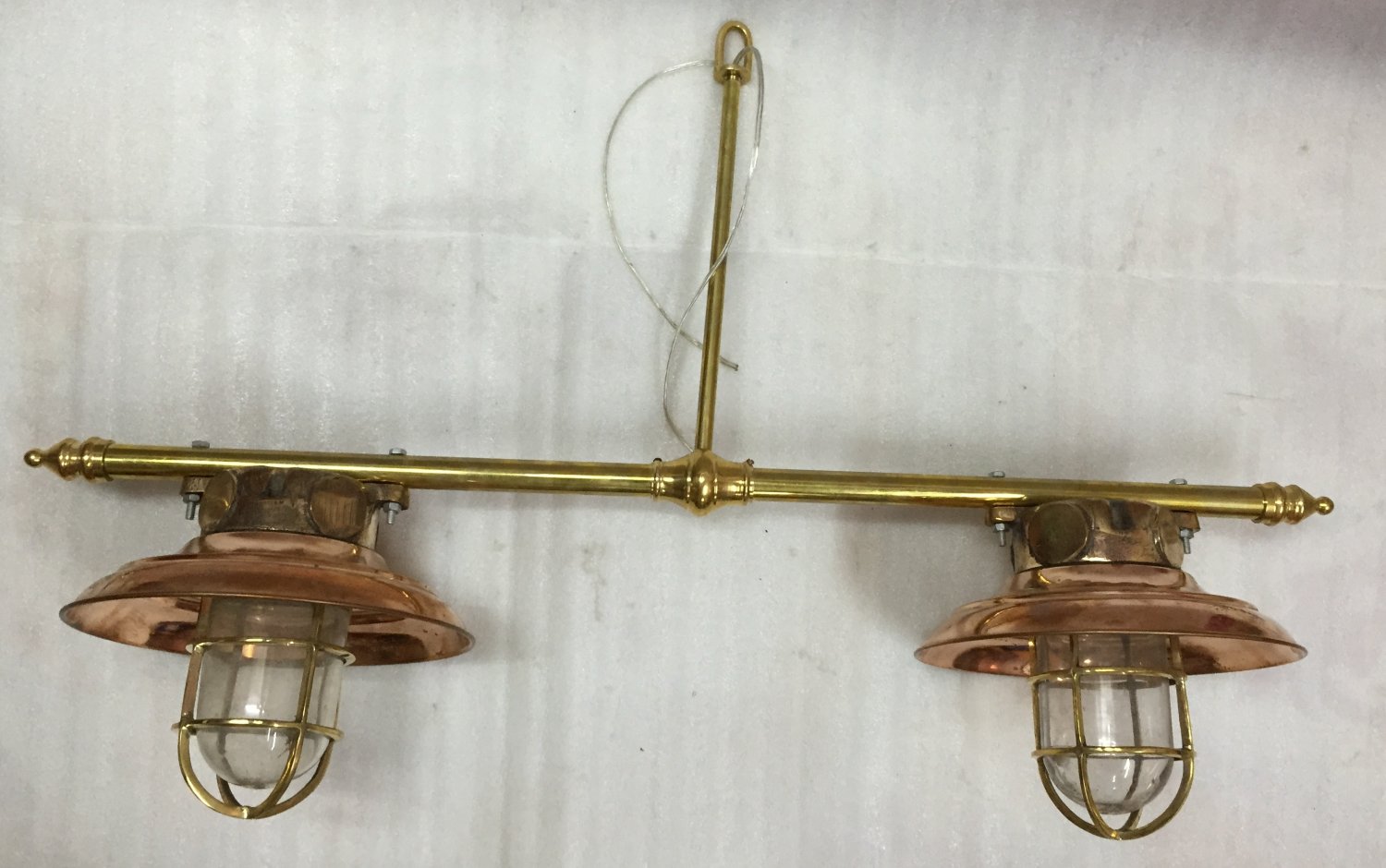 Nautical Antique old Brass Original Ship Passageway Twin Light with Copper Cap