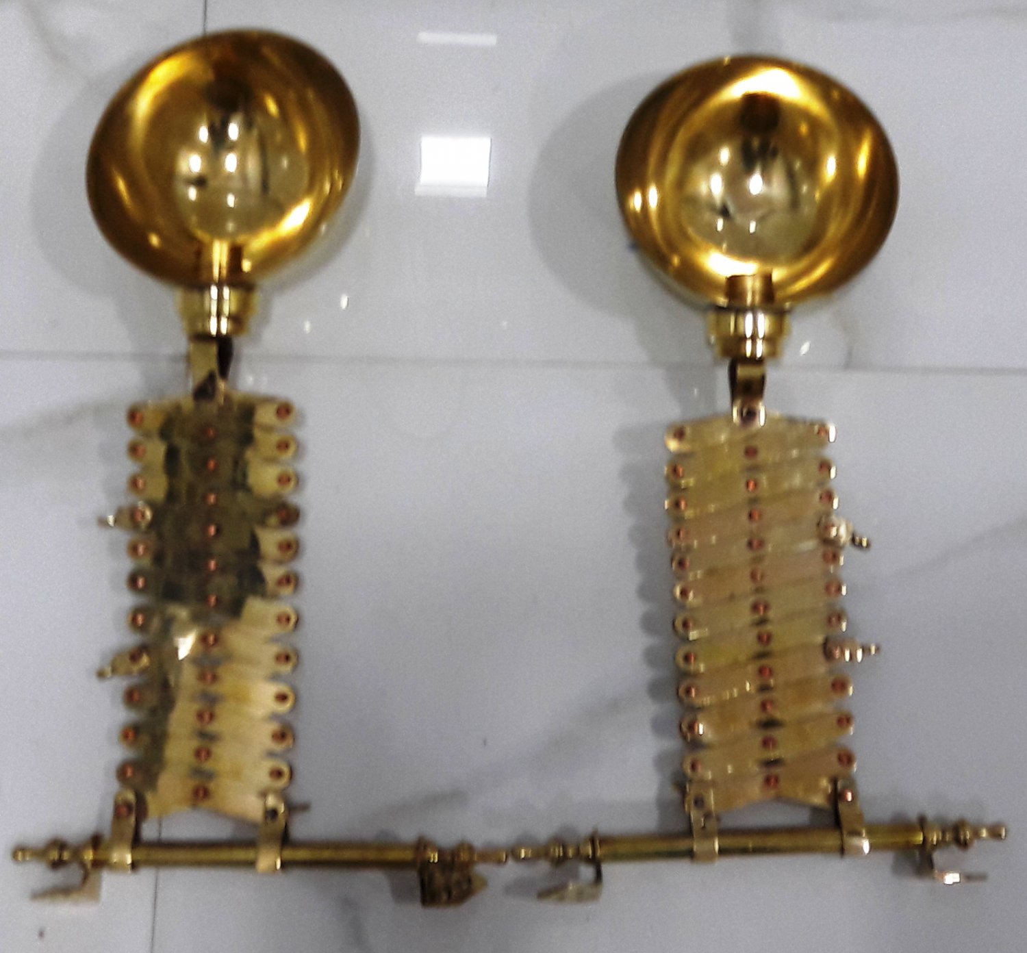 Industrial Antique Stretchable Scissor Wall Light Fixture Nautical Brass New 2 Pieces