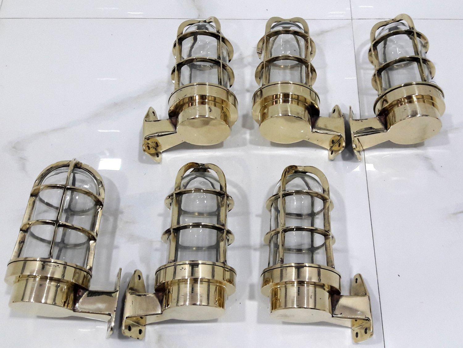 Nautical Antique Marine Ship Old Swan Passageway Bulkhead Light 6 Pieces