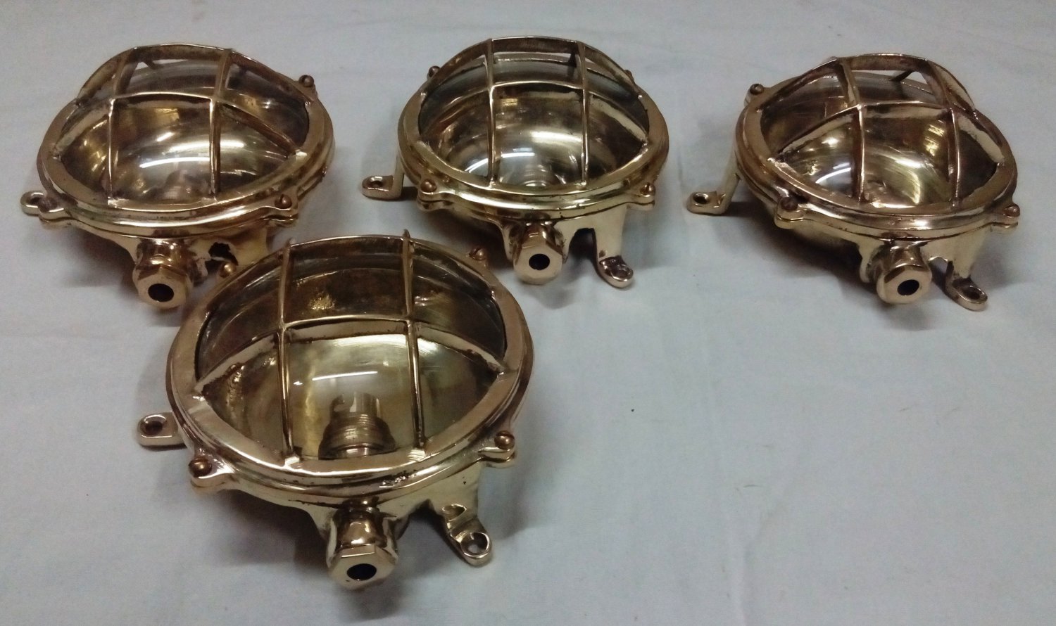 New Nautical Marine Small Round Cast Brass Ceiling light Antique Polish 4 Pieces
