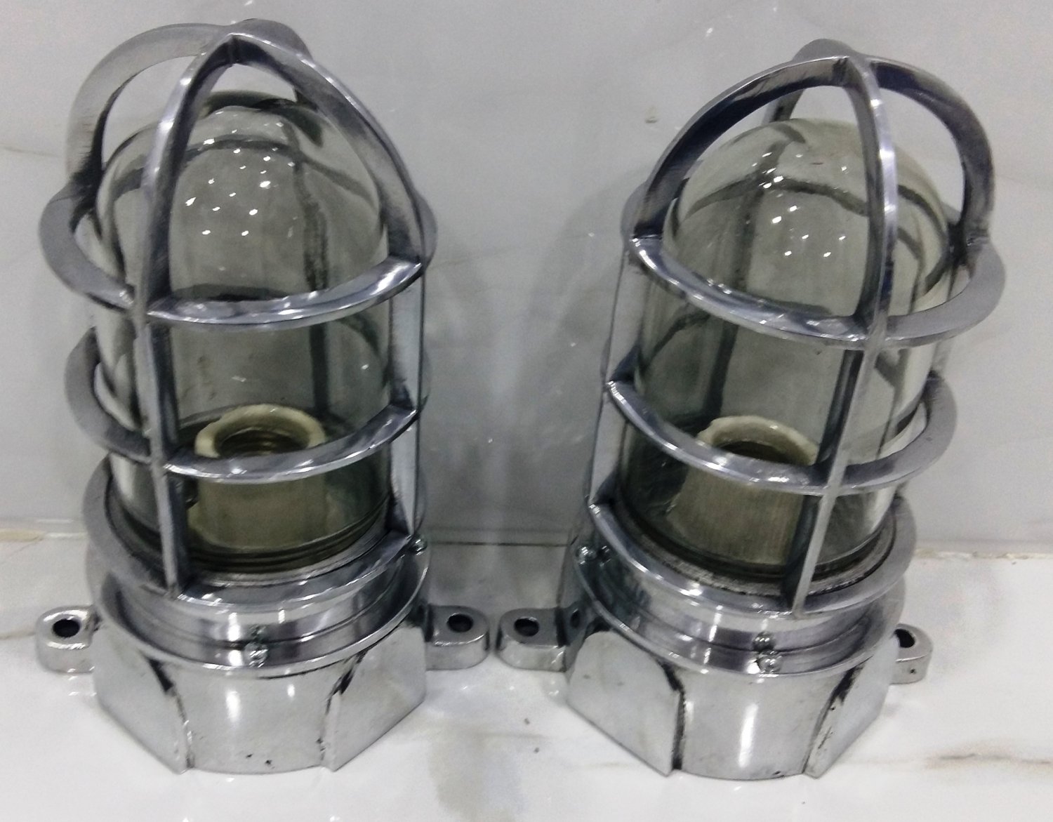 Vintage Style New Solid Cast Aluminum Passageway Bulkhead Ship Mount Blast Proof Light 2 Pieces