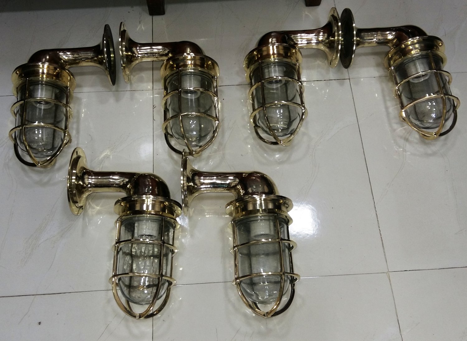 Nautical Ship Marine New Solid Brass Wall Swan Passageway Bulkhead Light 6 pcs