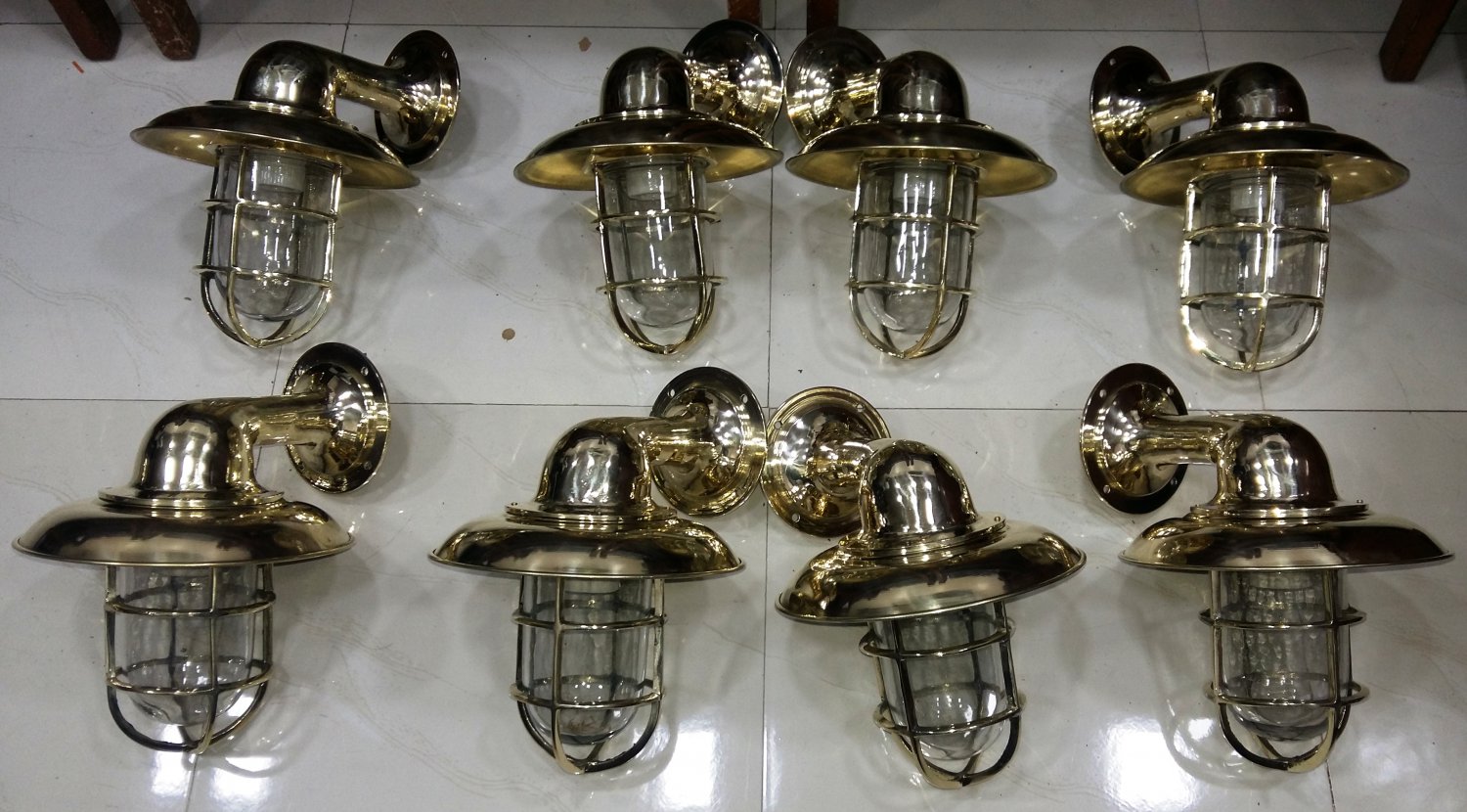 Nautical New Marine Brass Ship Wall Passageway Bulkhead Light 8 Pieces