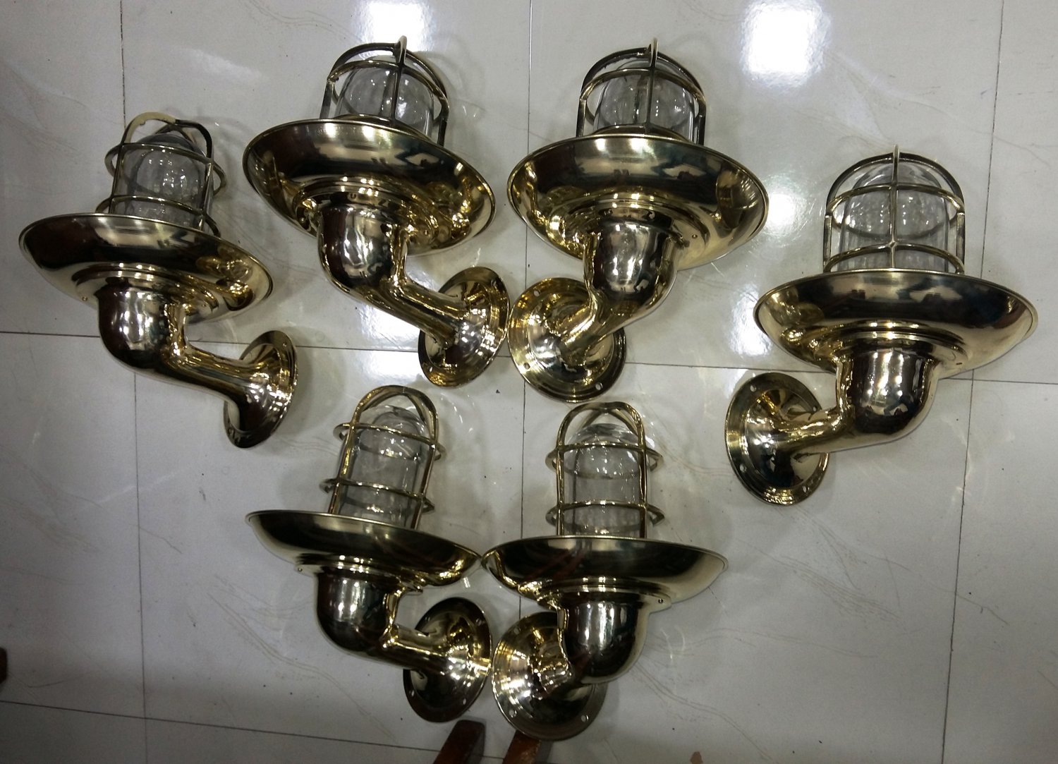Nautical New Marine Brass Ship Wall Passageway Bulkhead Light 6 Pieces