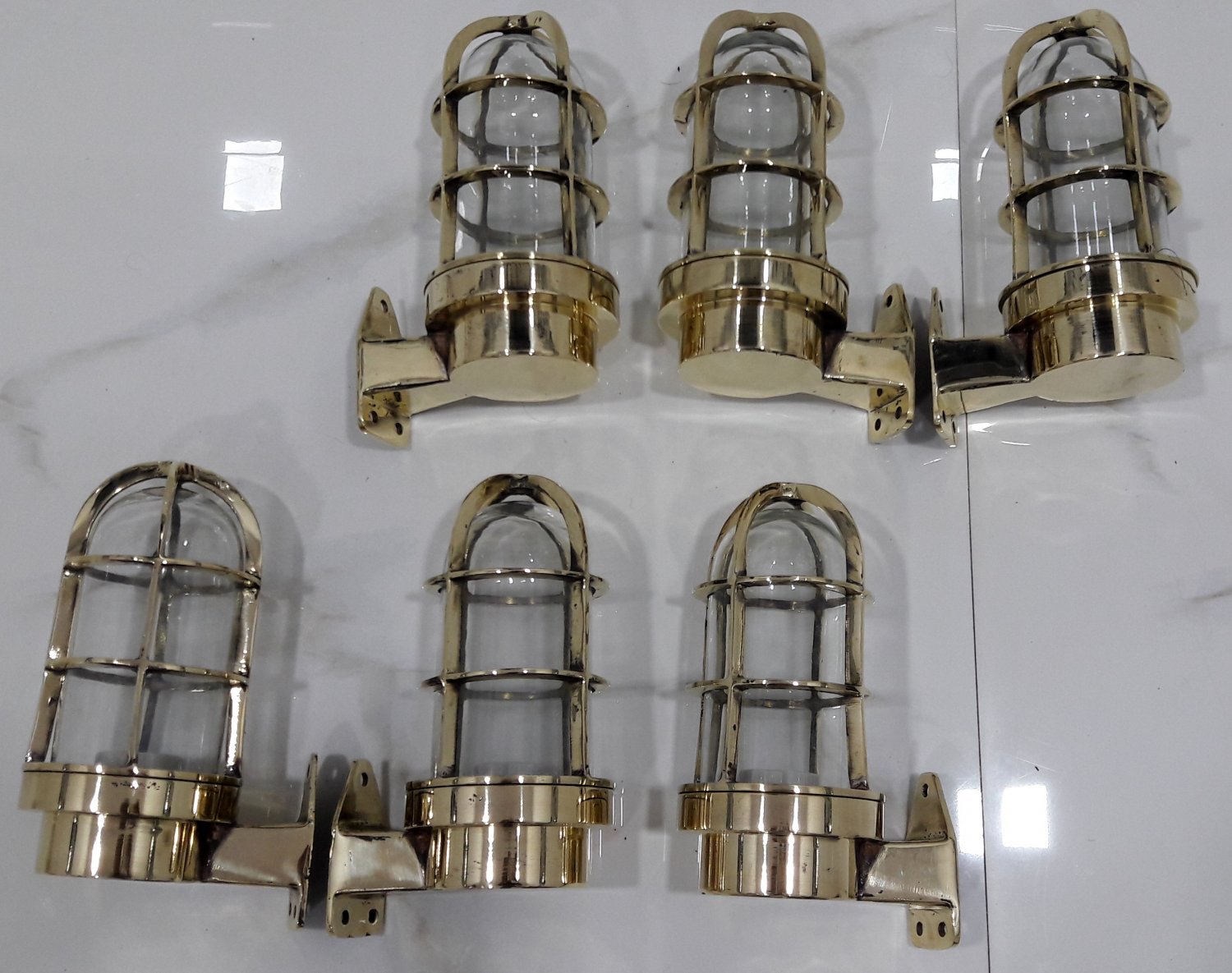Nautical Ship Marine New Solid Brass Wall Swan Passageway Bulkhead Light 6 Piece