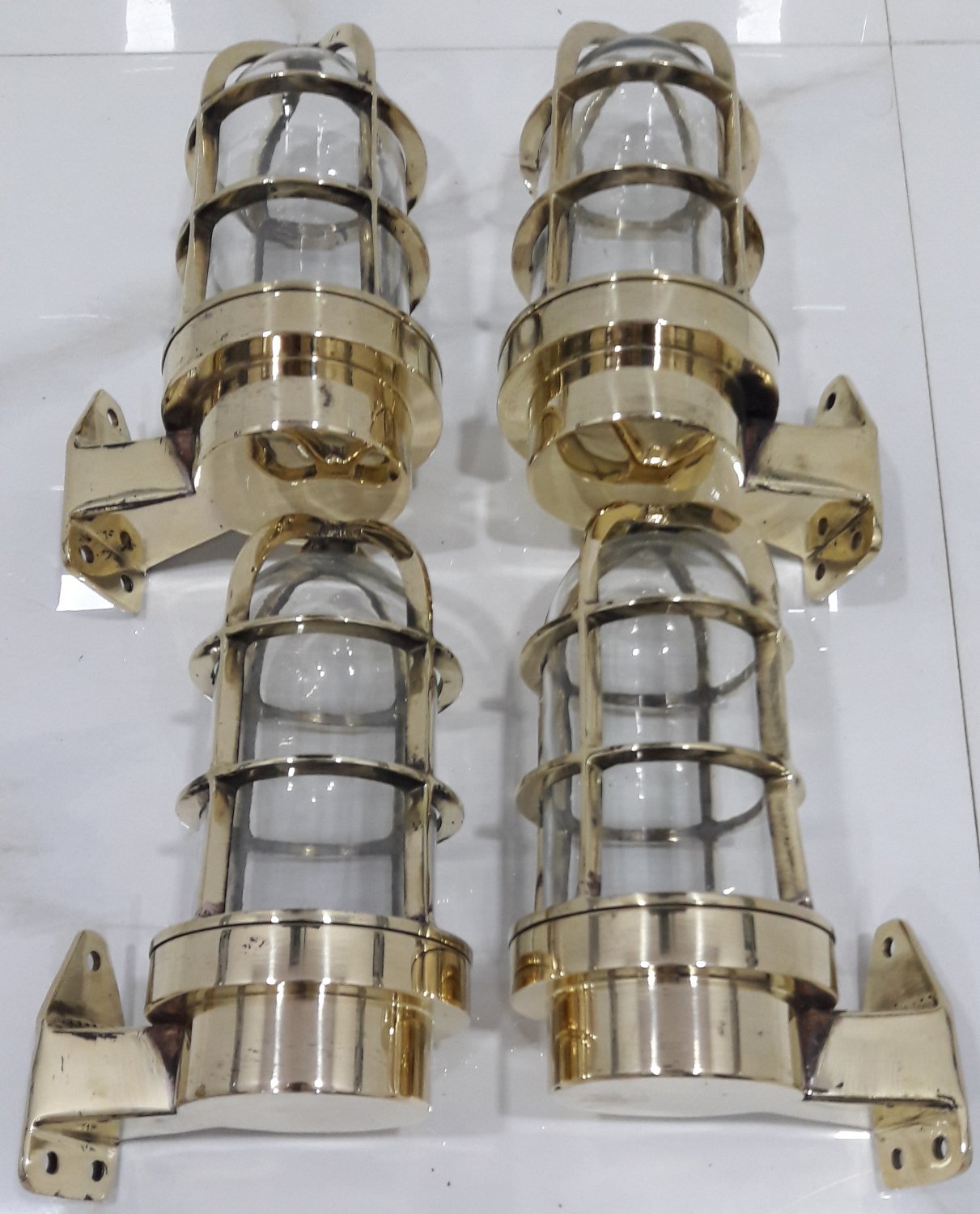 Nautical Ship Marine New Solid Brass Wall Swan Passageway Bulkhead Light 4 Piece