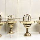Mid Century Vintage Style Brass Industrial Mount Light with Triangle Base & Deflector Cover 4 Pieces