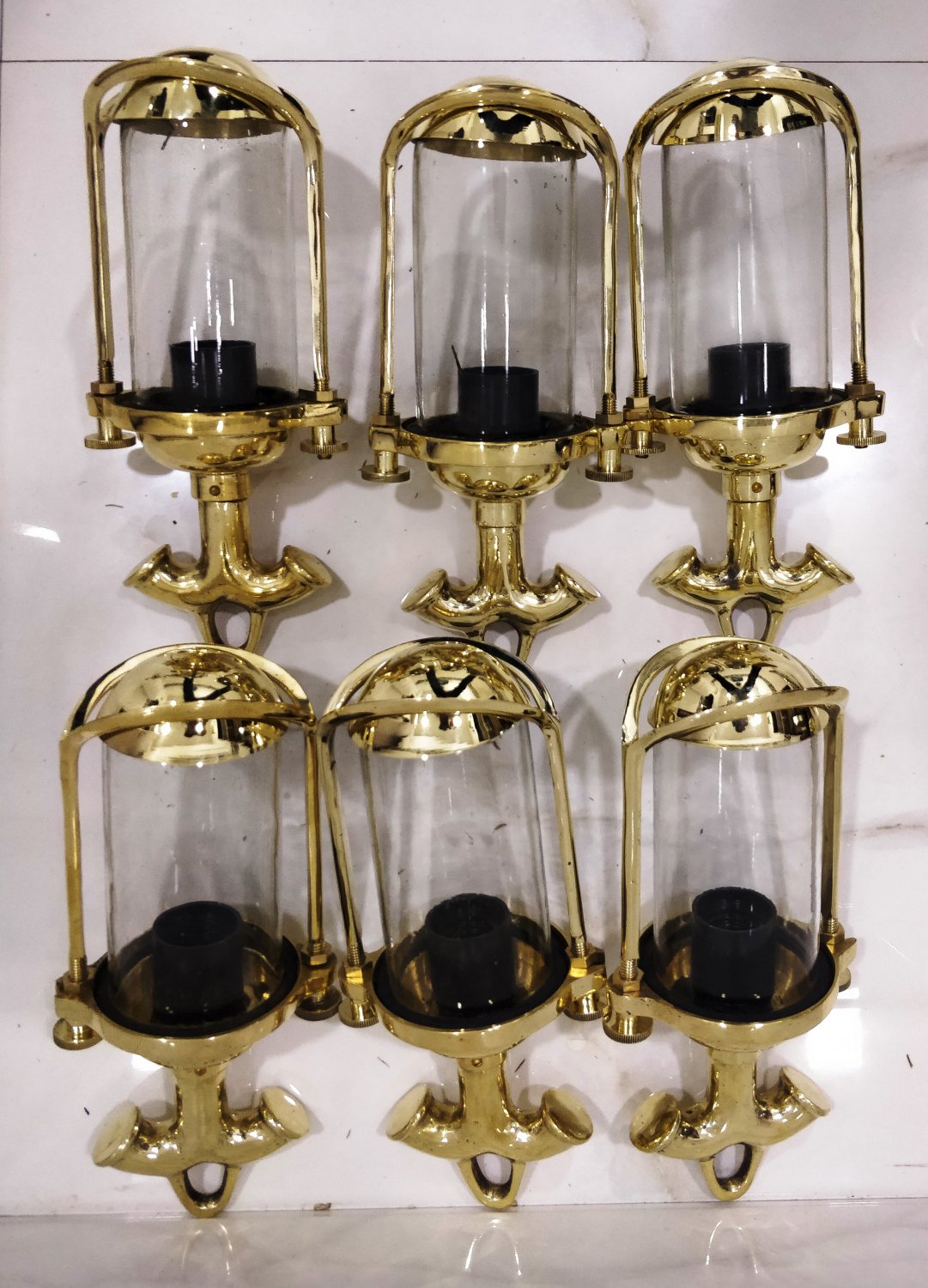 Nautical Sconce Ship Spotlight Perko Lantern Brass New Light 6 Pieces