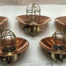 Antique Nautical Ship Brass Long Vintage Pendant Light with Shade & Hook 5 Pieces