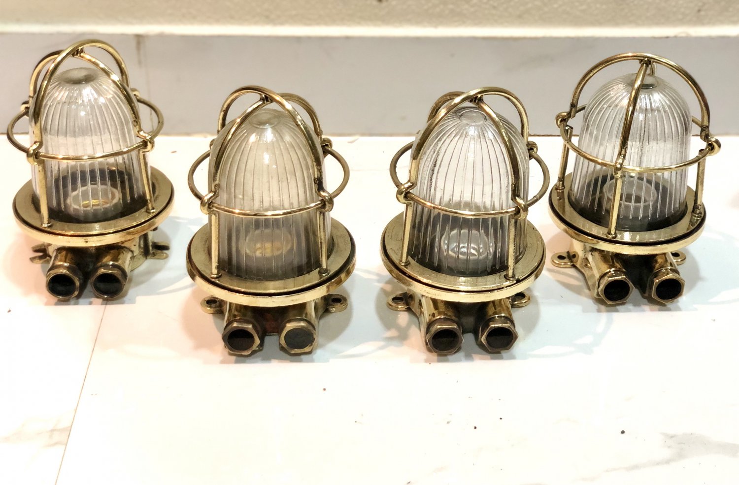 Marine Cargo Ships Old Wall/Ceiling Mounted Bulkhead Light 4 Pieces