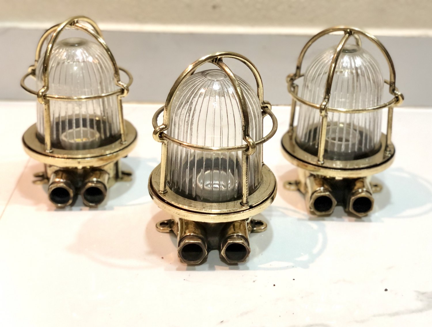 Marine Cargo Ships Old Wall/Ceiling Mounted Bulkhead Light 3 Pieces