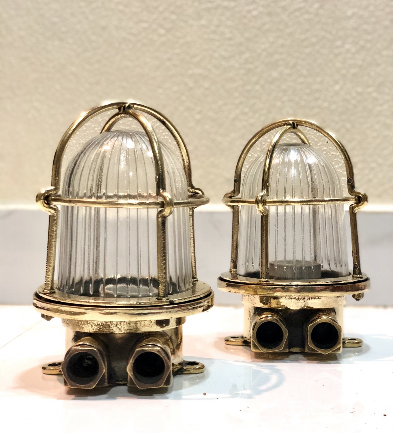 Marine Cargo Ships Old Wall/Ceiling Mounted Bulkhead Light 2 Pieces