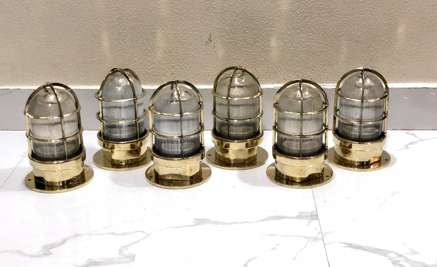 Original Reclaimed Nautical Antique Old Ship Brass Ceiling Wall Mounted Bulkhead Light 6 Pieces