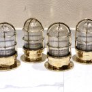 Original Reclaimed Nautical Antique Old Ship Brass Ceiling Wall Mounted Bulkhead Light 4 Pieces