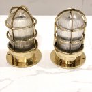 Original Reclaimed Nautical Antique Old Ship Brass Ceiling Wall Mounted Bulkhead Light 2 Pieces