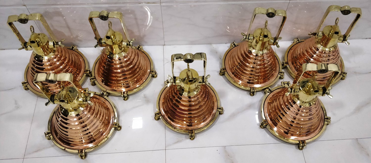 Nautical Antique Replica Ceiling Pendant Medium Cargo Wiska Light 7 Pieces