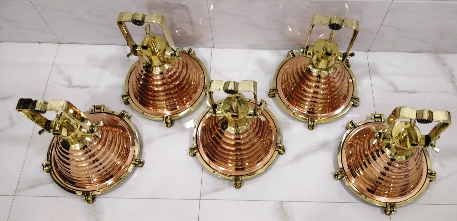 Nautical Antique Replica Ceiling Pendant Medium Cargo Wiska Light 5 Pieces