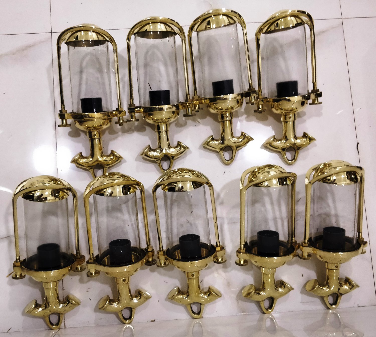 Nautical Marine New Vintage Style Ship Solid Brass Hanging Cargo Pendant Light 9 Pieces