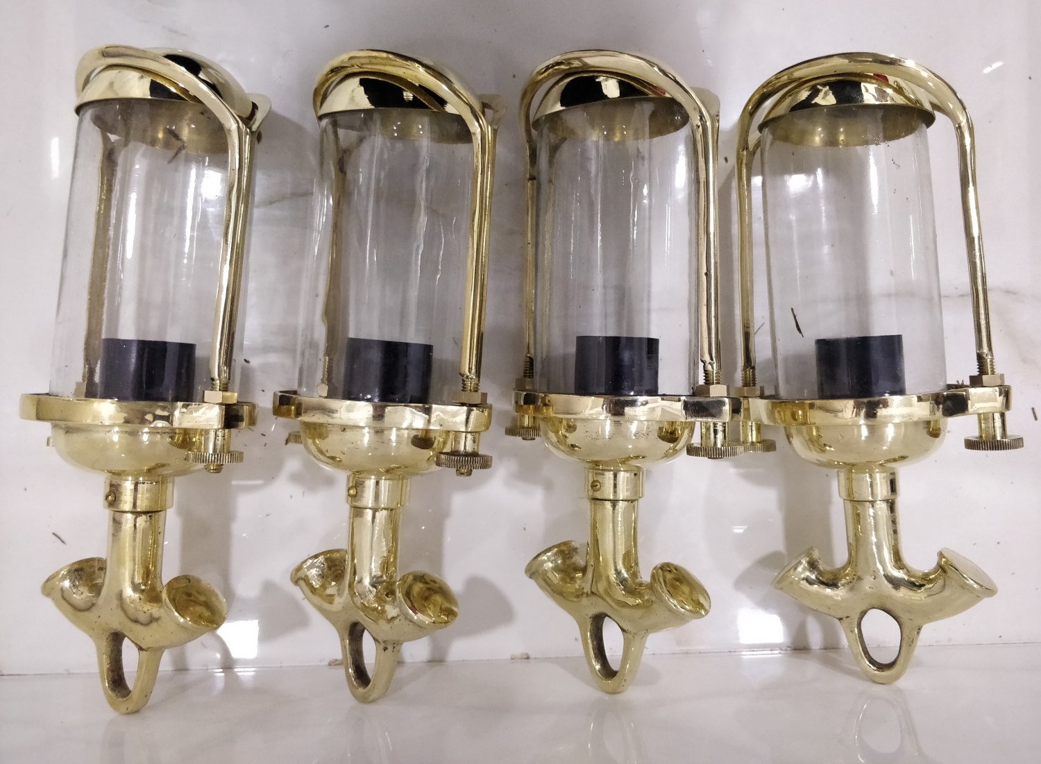 Nautical Marine New Vintage Style Ship Solid Brass Hanging Cargo Pendant Light 4 Pieces