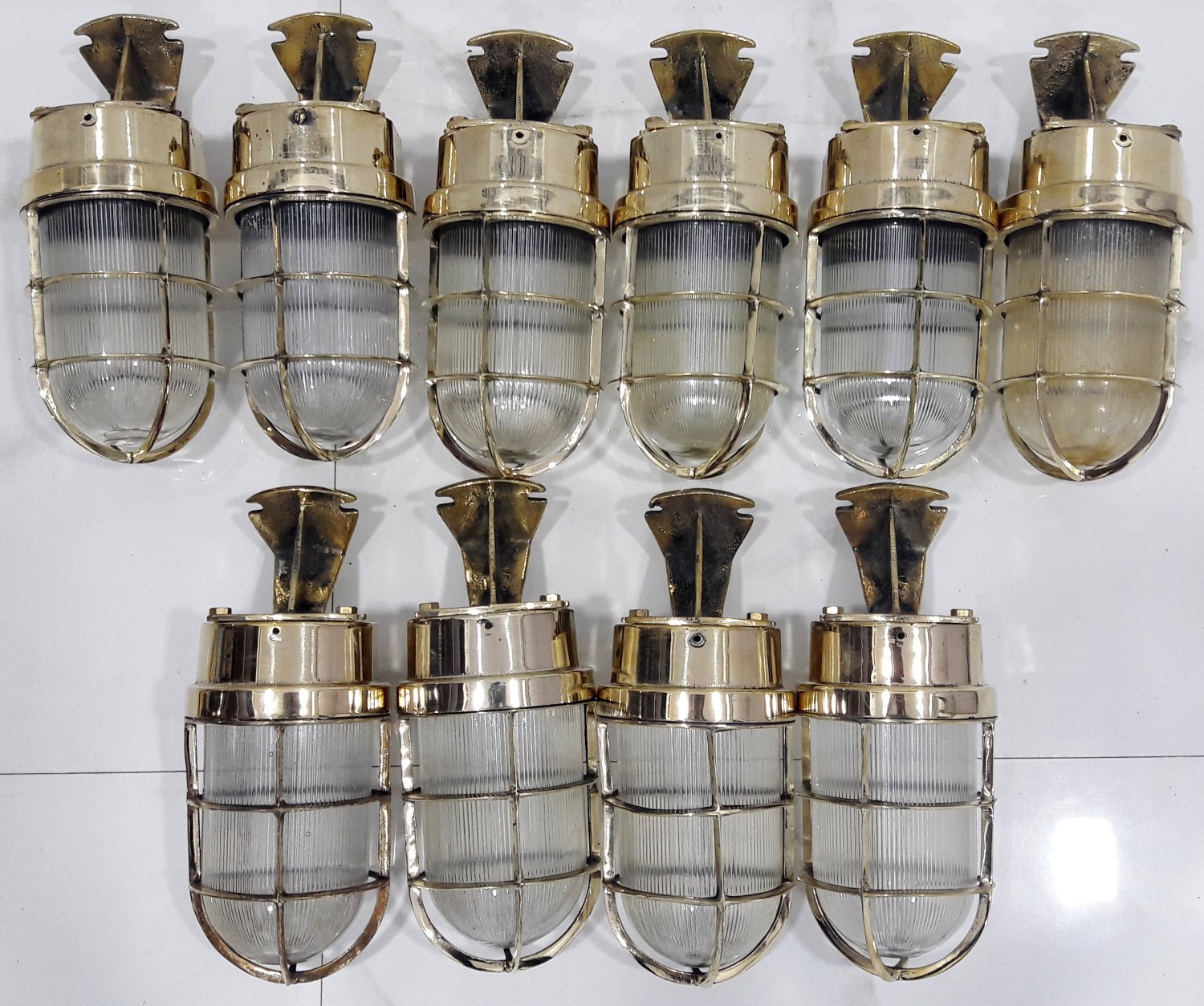 Industrial Reclaimed Old Brass Nautical Passageway Sconce Light 10 Pieces