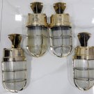 Industrial Reclaimed Old Brass Nautical Passageway Sconce Light 4 Pieces