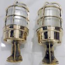 Industrial Reclaimed Old Brass Nautical Passageway Sconce Light 2 Pieces