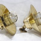 Marine Antique Old Ship Brass Original Wall Sconce Bulkhead Mount Light With Brass Shade 4 Pieces