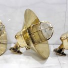 Marine Antique Old Ship Brass Original Wall Sconce Bulkhead Mount Light With Brass Shade 3 Pieces