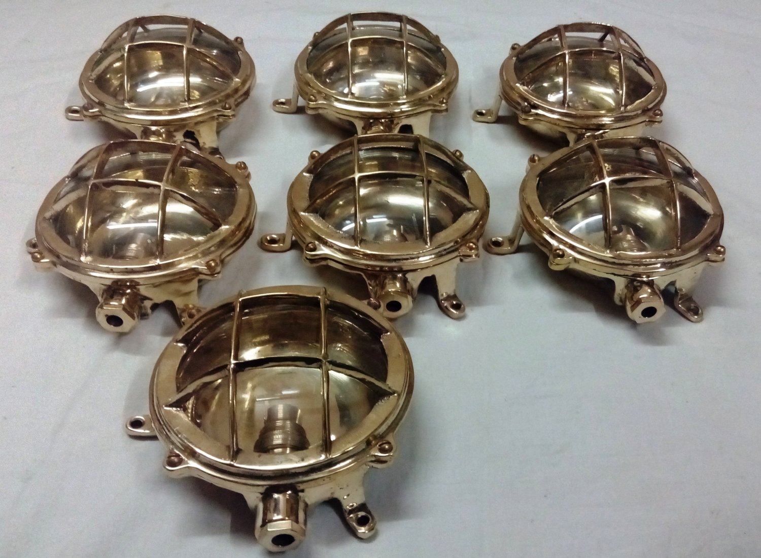 Nautical Marine Small Solid Brass Ship Bulkhead Wall Deck Light - For Valentine Party 7 Pieces