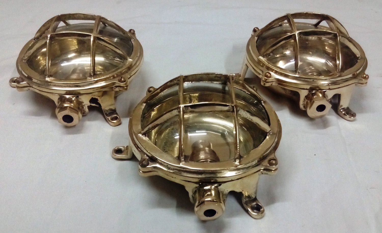 Nautical Marine Small Solid Brass Ship Bulkhead Wall Deck Light - For Valentine Party 3 Pieces