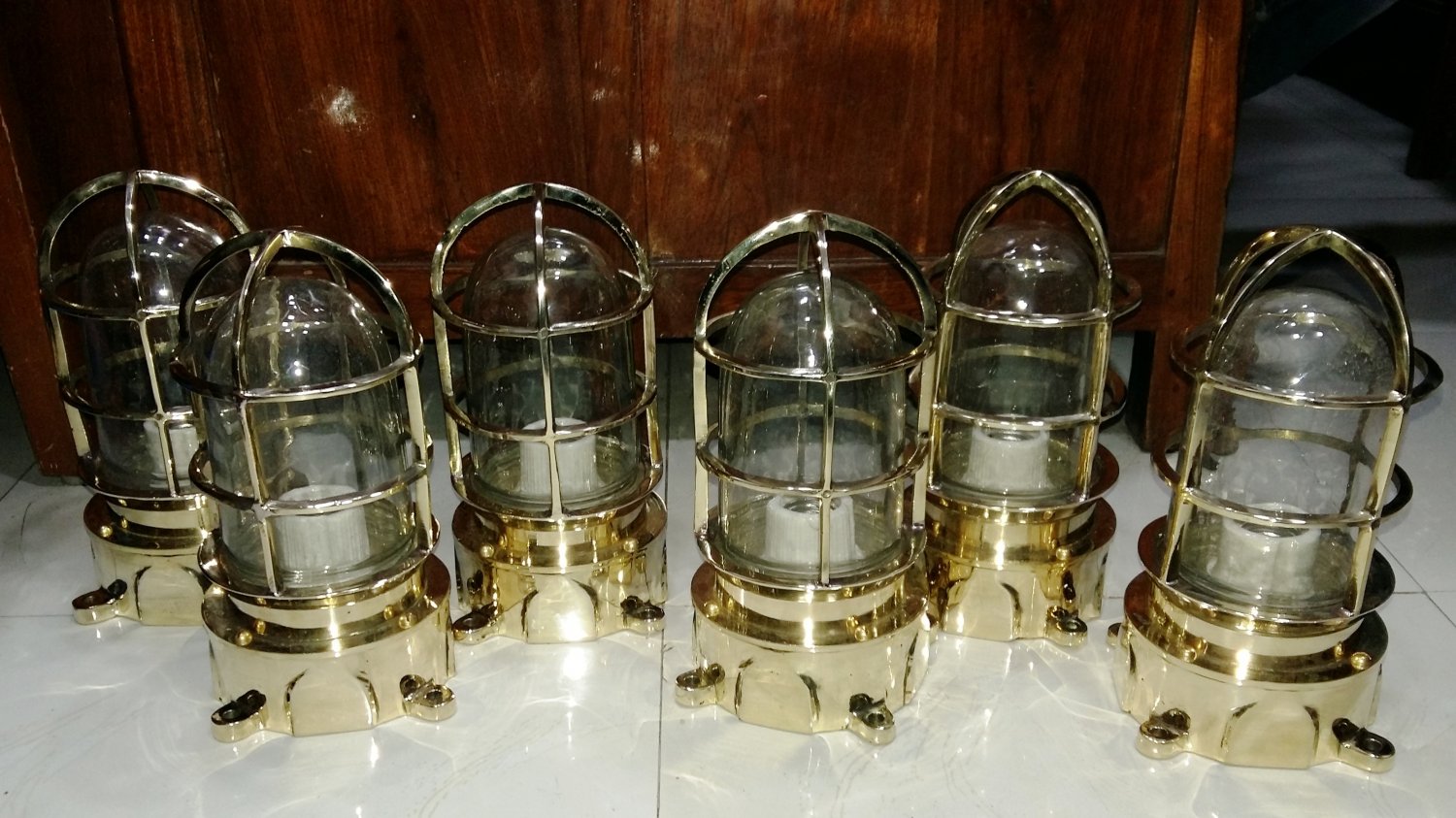 Nautical New Marine Brass Solid Ship Mount Bulkhead Passageway Light 6 Pieces