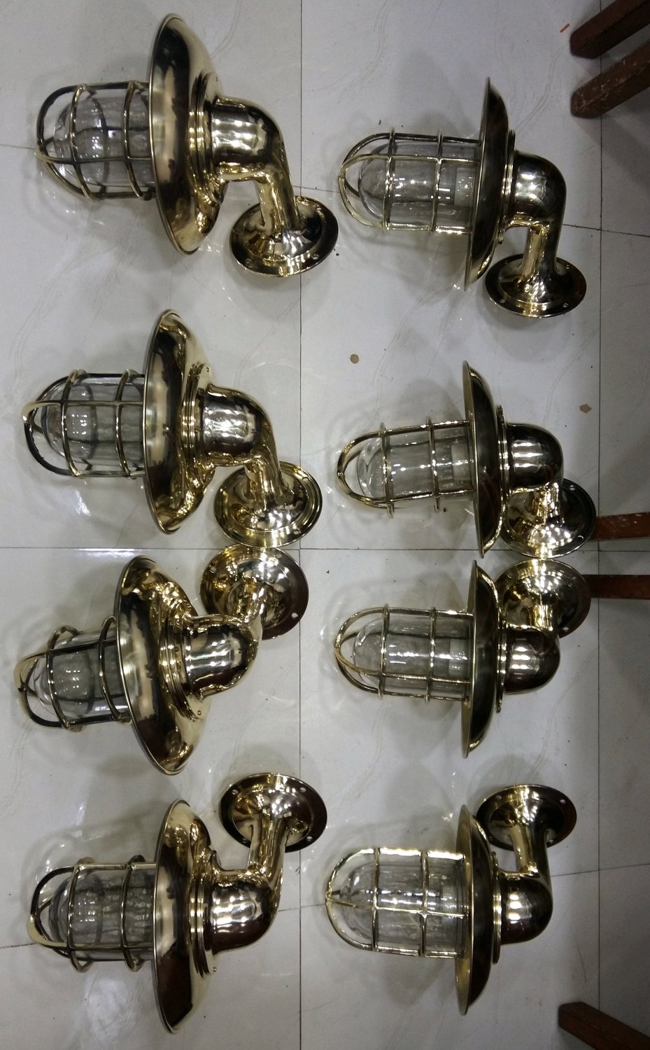 Nautical Bulkhead New Brass Wall Passageway Ship Light With Shade 8 Pieces