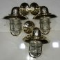 Nautical Bulkhead New Brass Wall Passageway Ship Light With Shade 3 Pieces