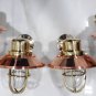 Nautical New Small Brass Passageway Ship Bulkhead Wall Light With Copper Shade 4 Pieces