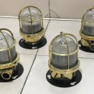 Reclaimed Maritime Antique Old Ship Brass Original Wall Mount Bulkhead Light 4 Pieces