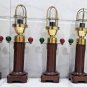 Industrial Modern Nautical Ship Bulkhead Solid Brass Mount Light with Wooden Base Stand 5 Pieces