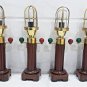 Industrial Modern Nautical Ship Bulkhead Solid Brass Mount Light with Wooden Base Stand 4 Pieces