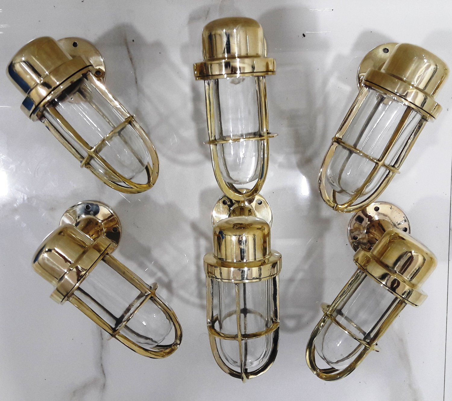 Nautical Ship Marine New Solid Brass Passageway Wall Swan Bulkhead Light 6 Pieces