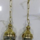 Nautical Ship Marine New Solid Brass Hanging Cargo Pendant Chain Light 2 Pieces