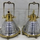 Nautical Aluminum & Brass Smooth Cargo Wiska Ceiling Pendant Spot Light 2 Pieces