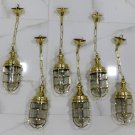 Nautical Ship Marine New Solid Brass Hanging Cargo Pendant Light 6 Pieces