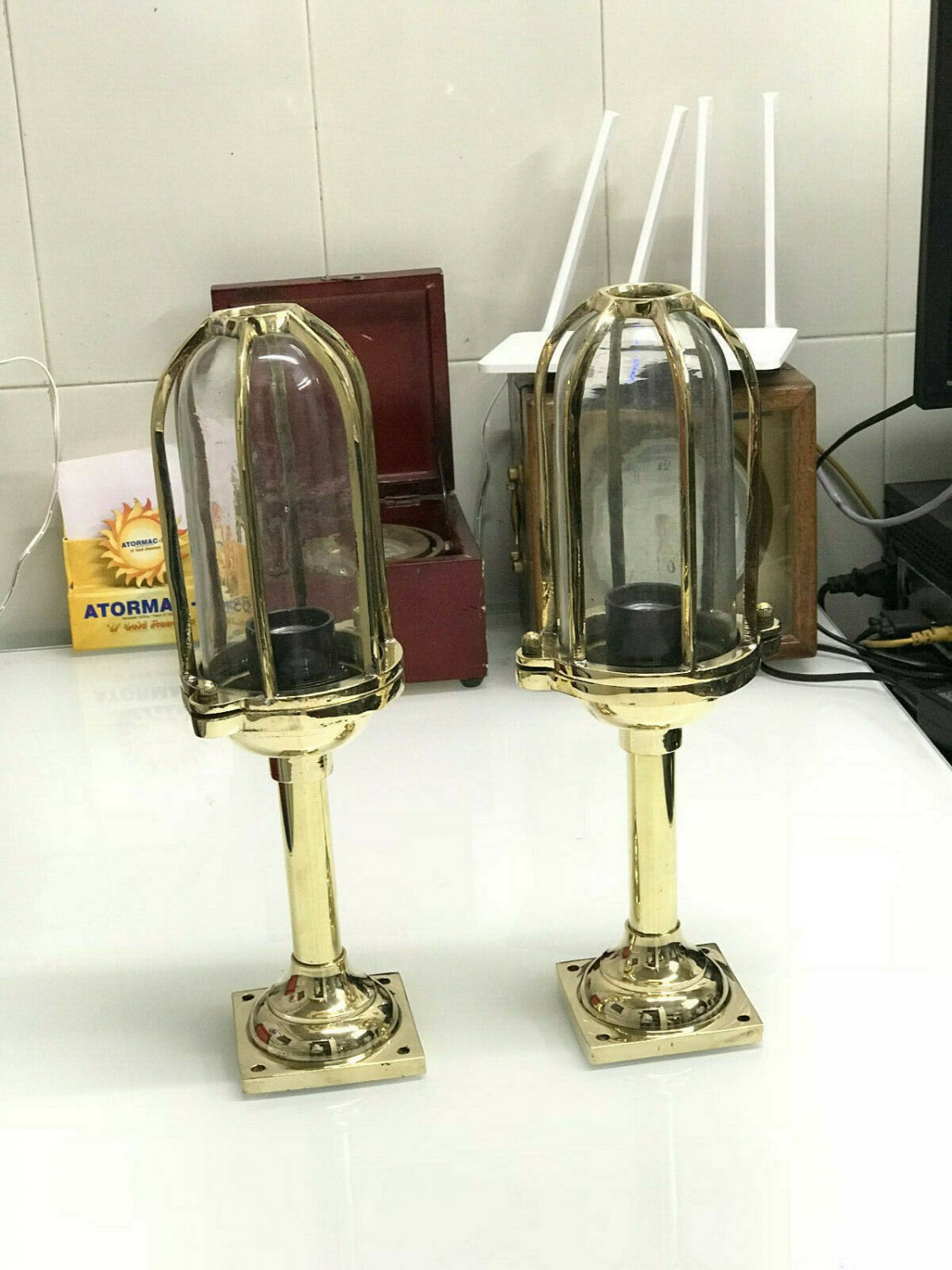 Nautical Marine Ship New Modern Solid mount Brass Bulkhead 2 Pieces
